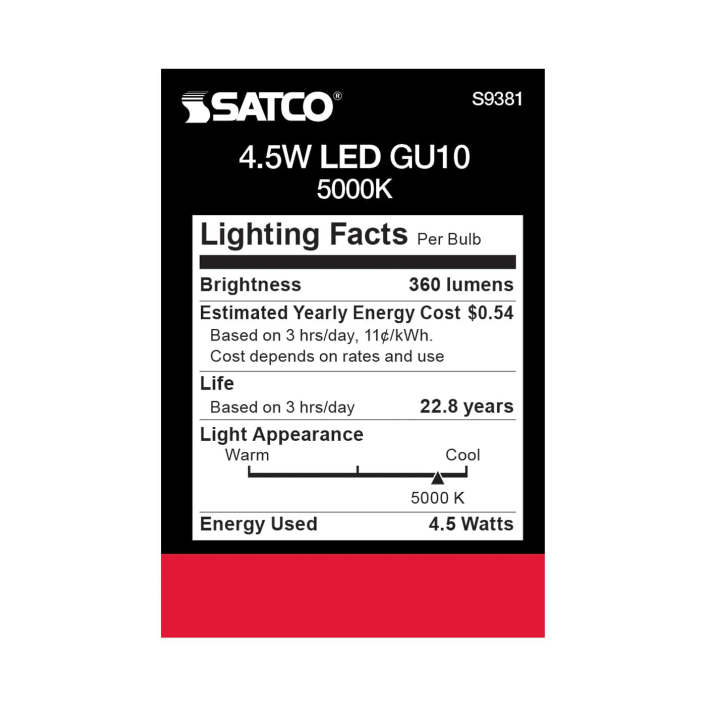 4.5MR16/LED/40'/850/120V/GU10 - S9381