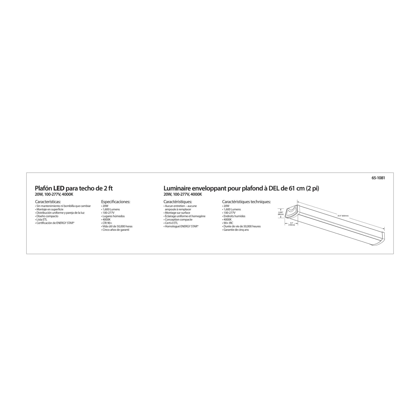 2FT LED CEILING WRAP - 65-1081
