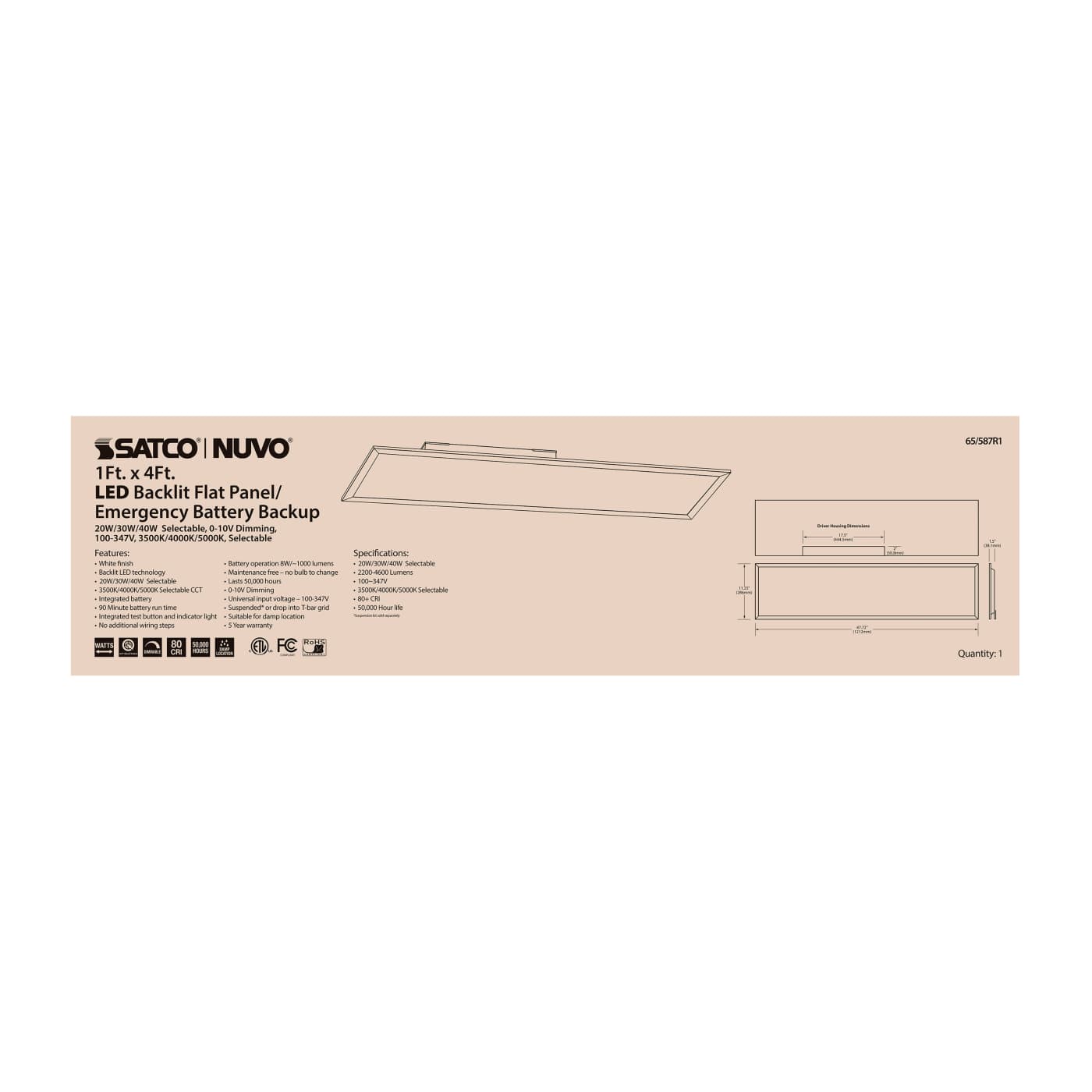 1X4 LED EM BACKLIT FLAT PANEL - 65-587R1