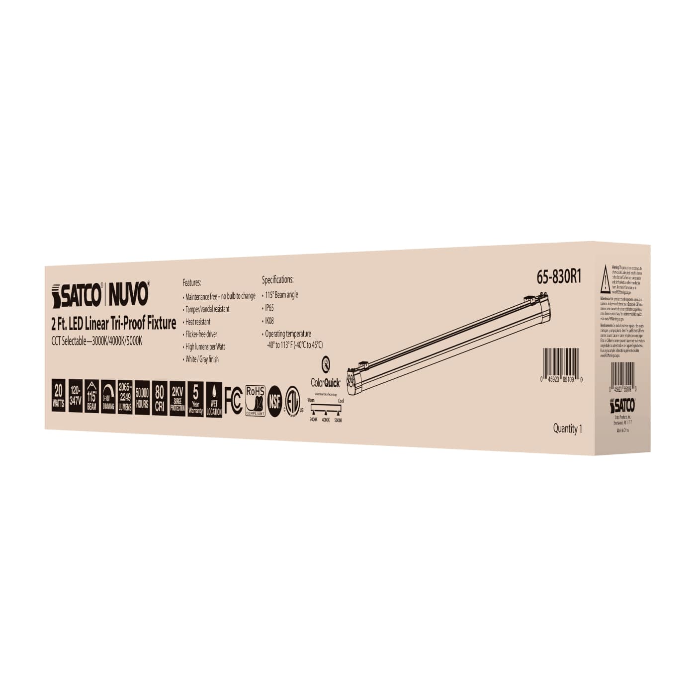 2' 20W LED TRI-PROOF LINEAR - 65-830R1