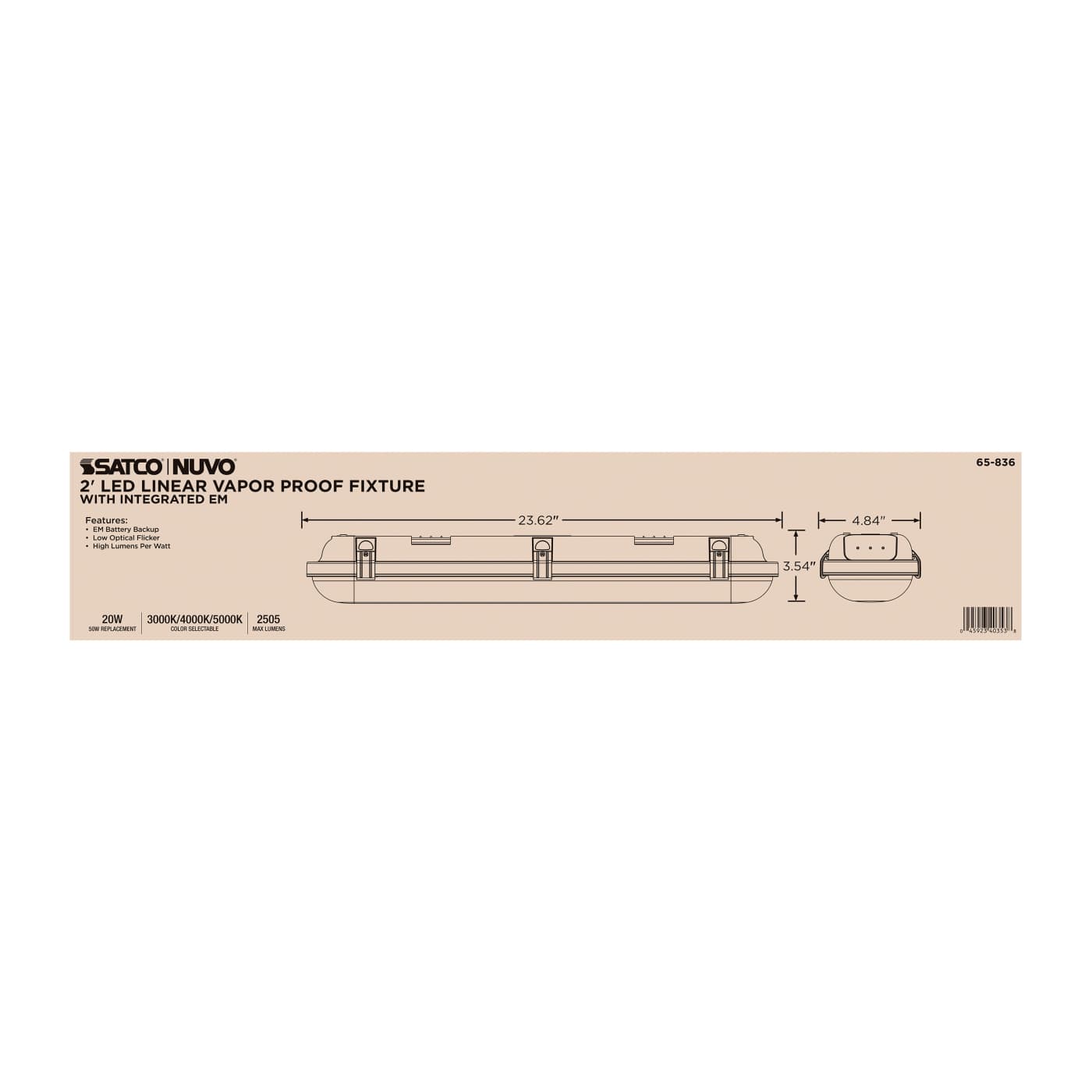 2' LED EM LINEAR VAPOR PROOF - 65-836