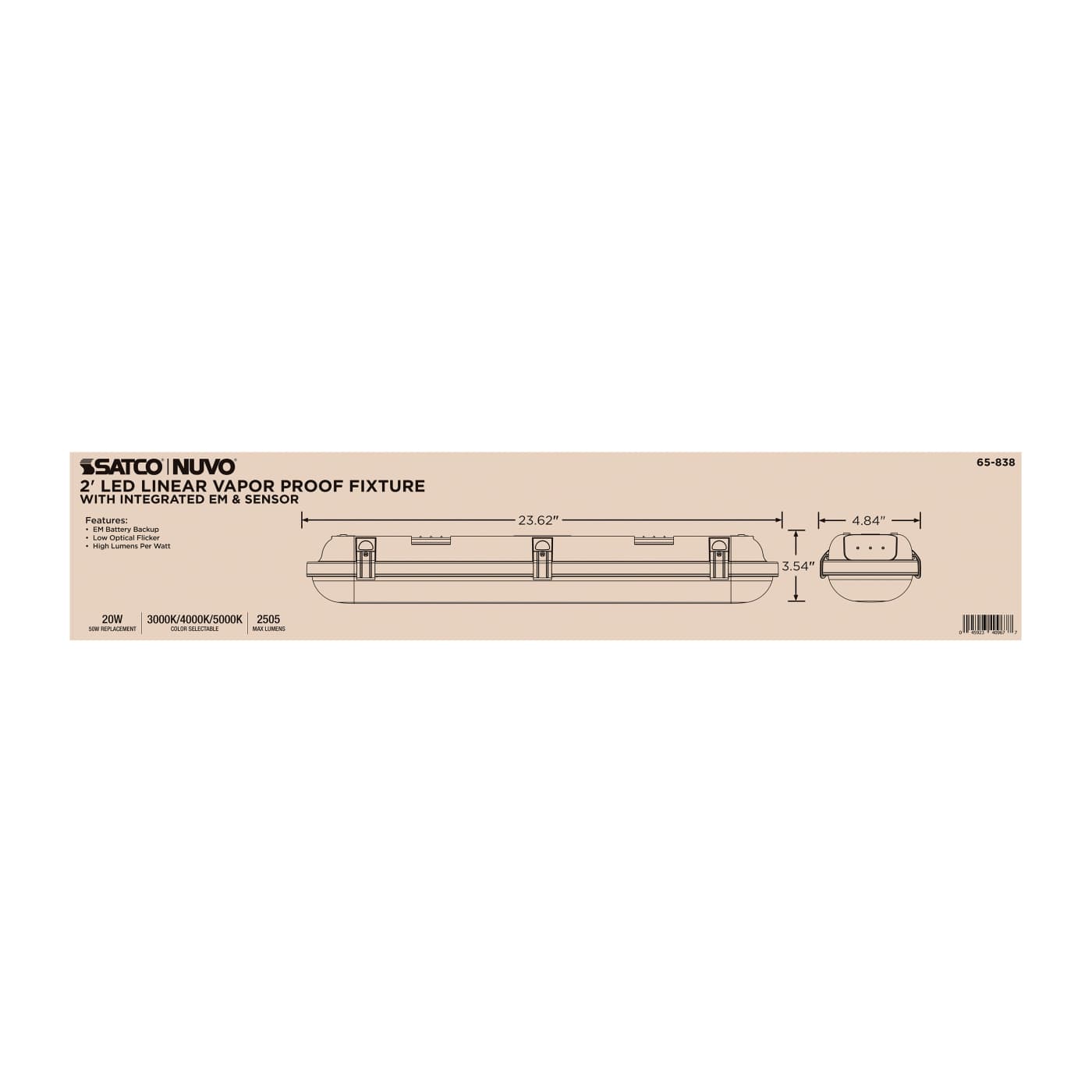 2' VAPOR PROOF W/EM & SENSOR - 65-838