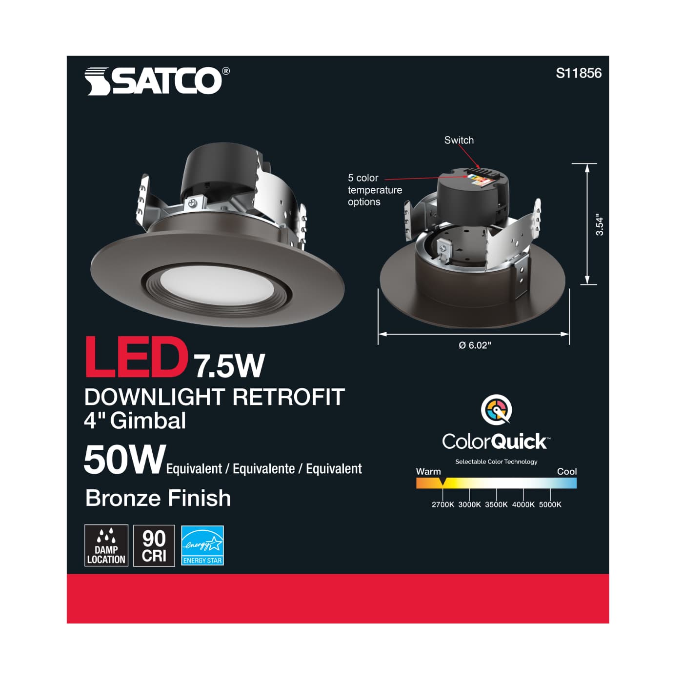 7.5WLED/DIR/4/60'/CCT-SEL/120V - S11856