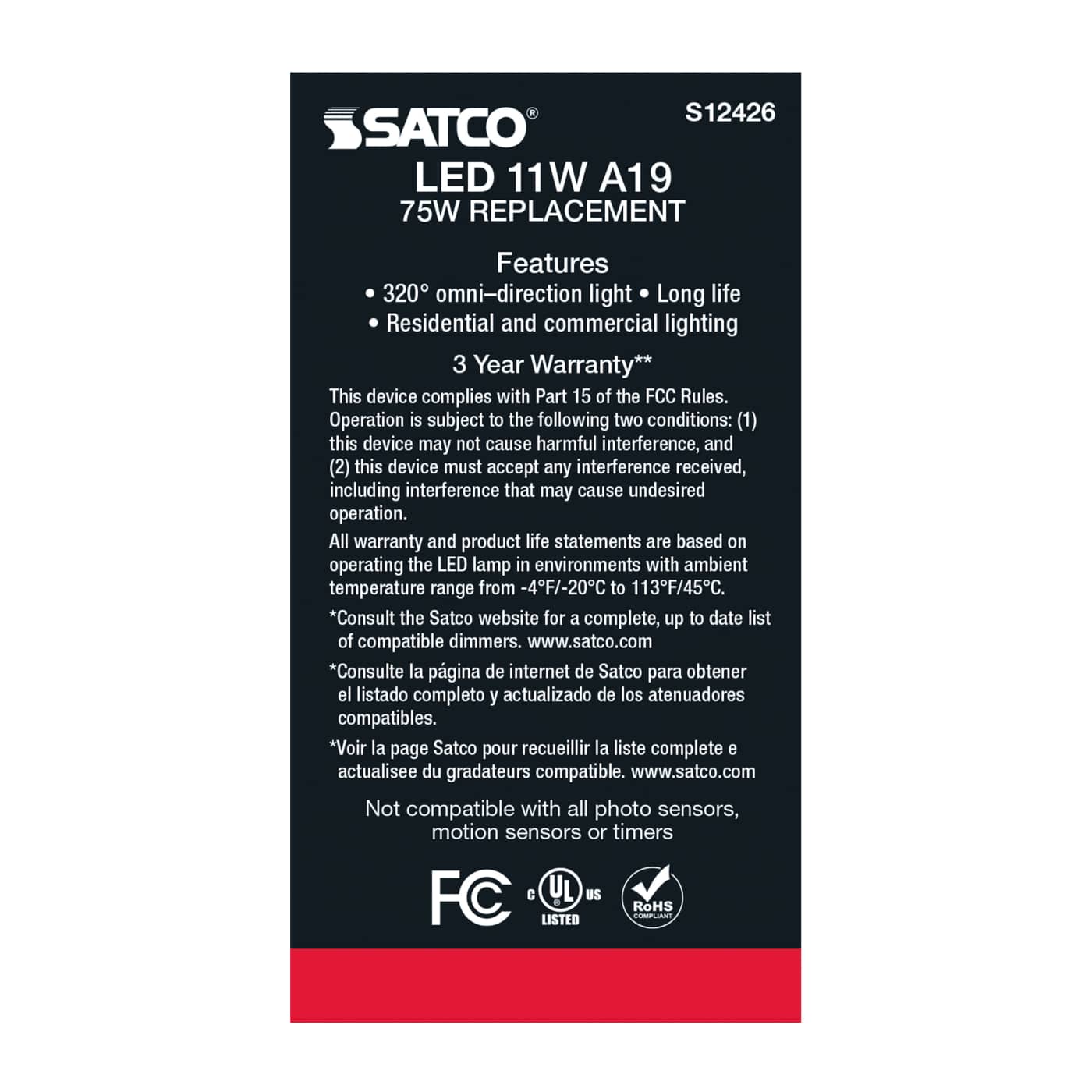 11A19/SW/LED/E26/927/120V - S12426