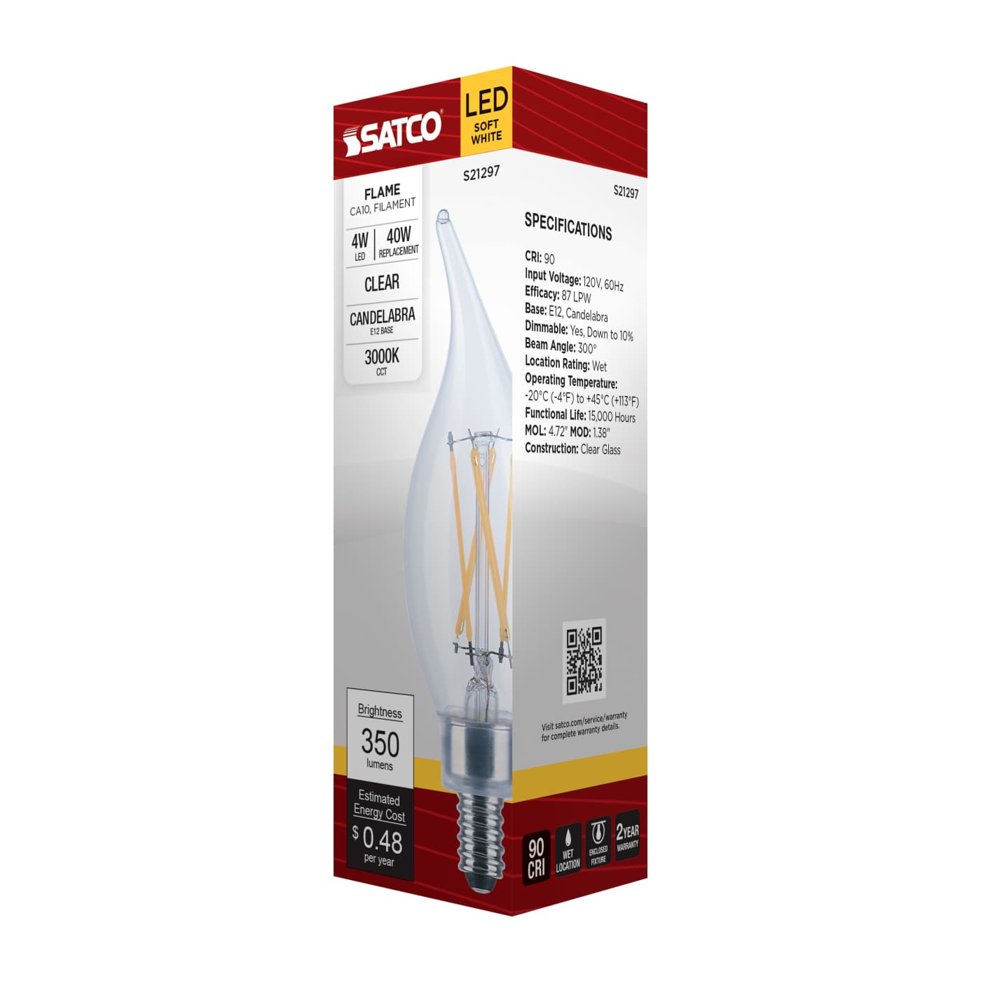 4CA10/LED/930/CL/120V/E12 - S21297