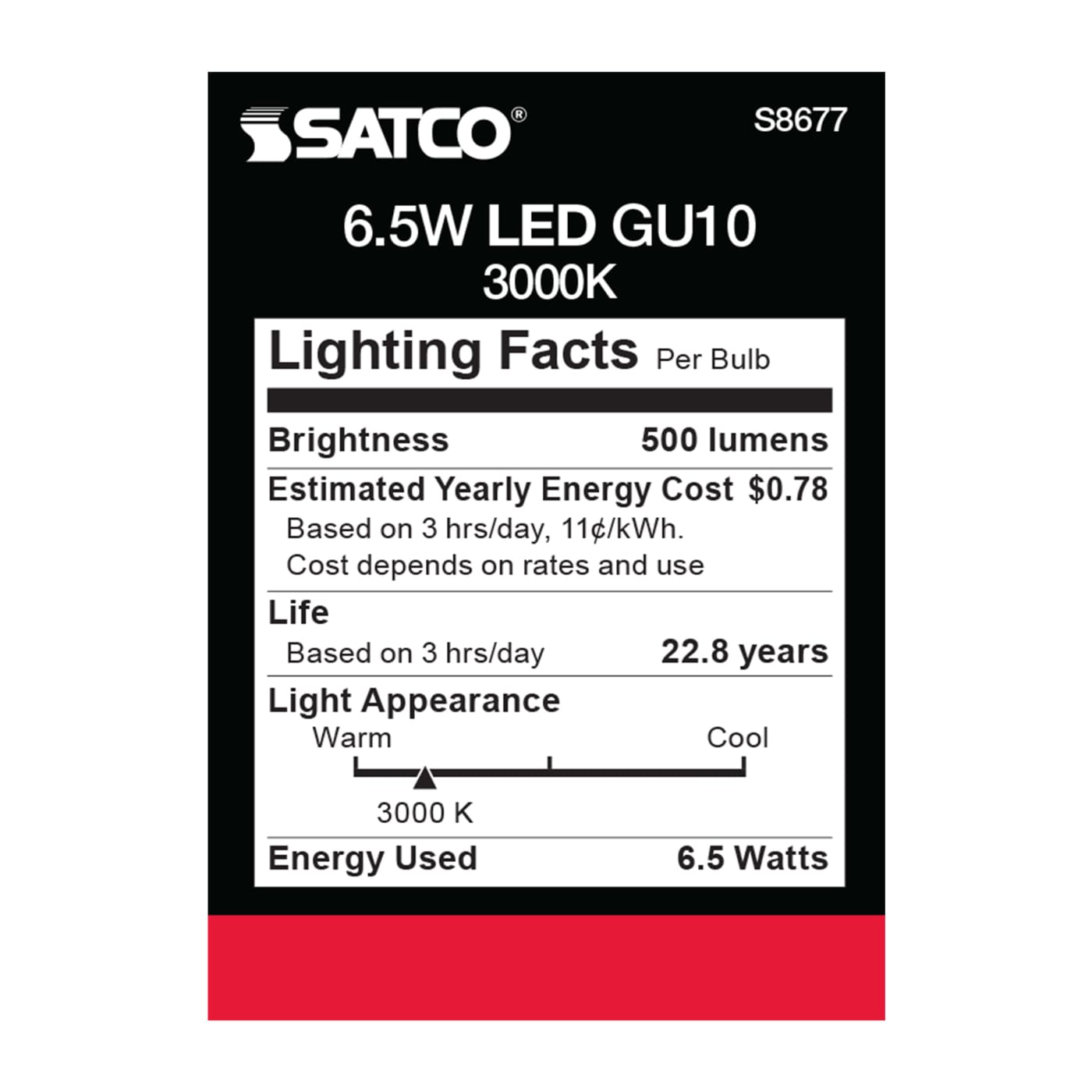 6.5MR16/LED/25'/30K/120V/GU10 - S8677