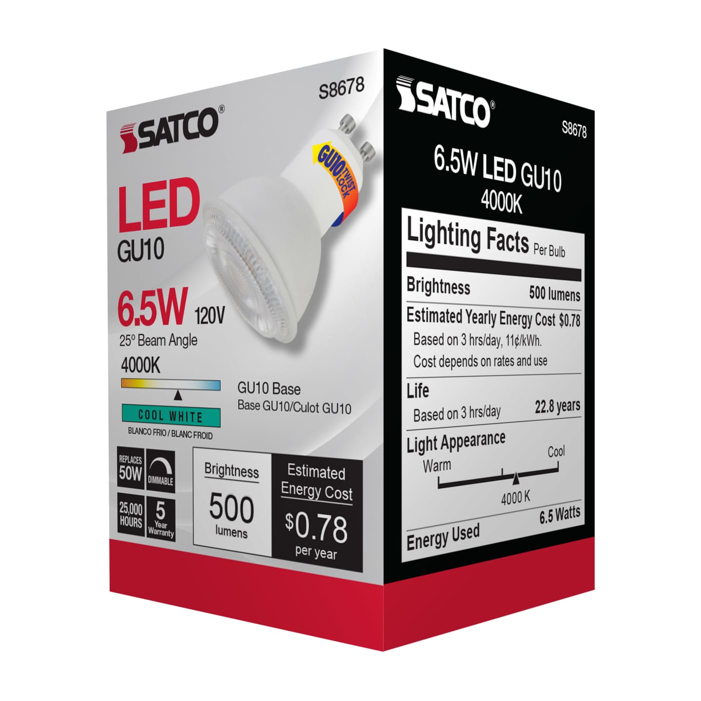 6.5MR16/LED/25'/40K/120V/GU10 - S8678