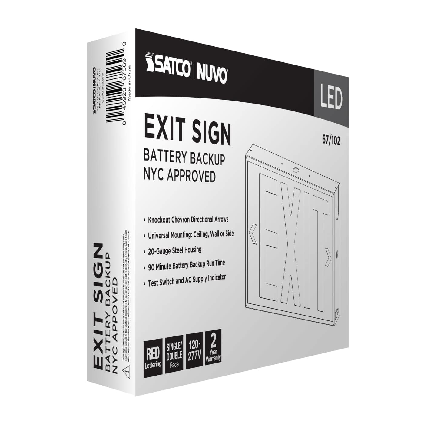 EXIT SIGN - RED - NYC - 67-102