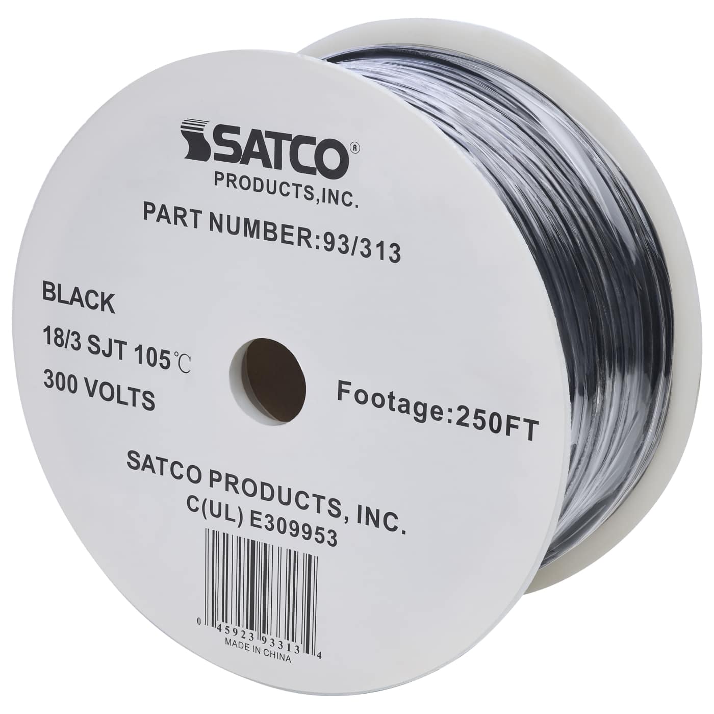 18/3 SJT BLACK 250 FT SPOOL - 93-313
