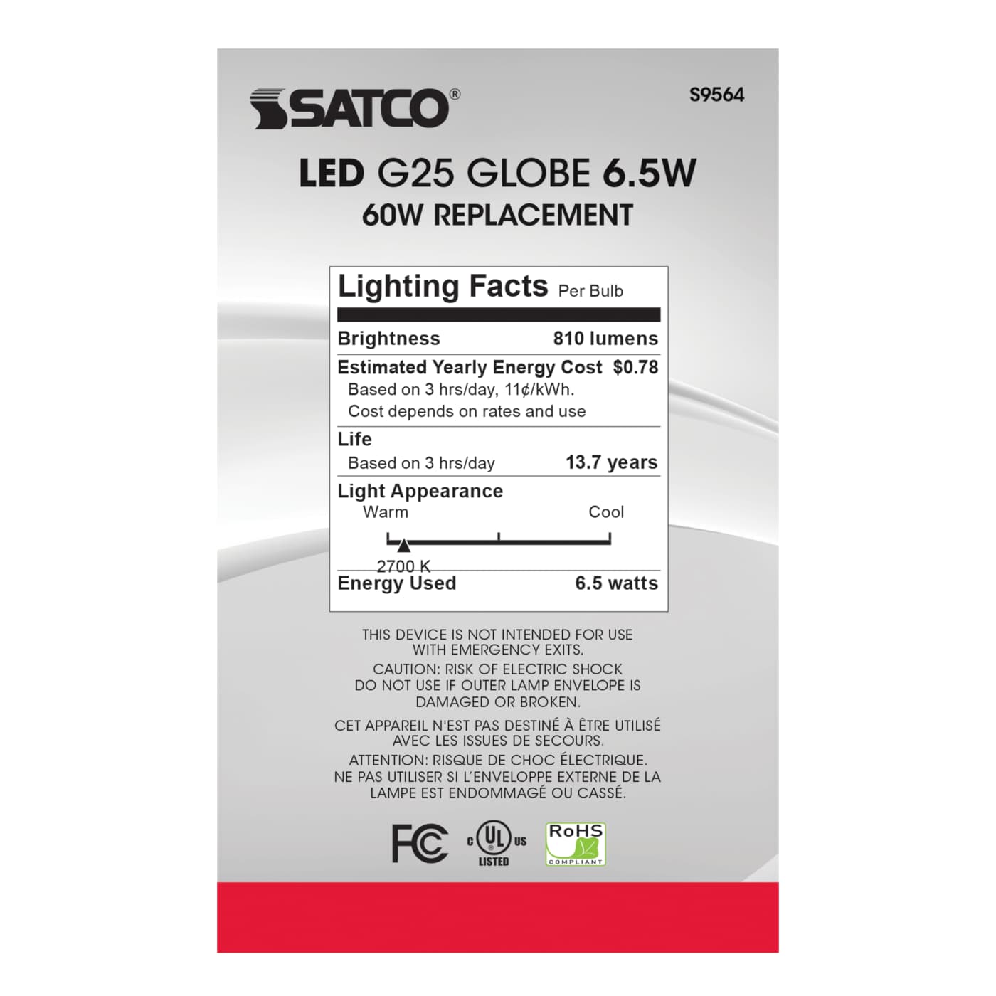 7G25/CL/LED/E26/27K/120V - S9564