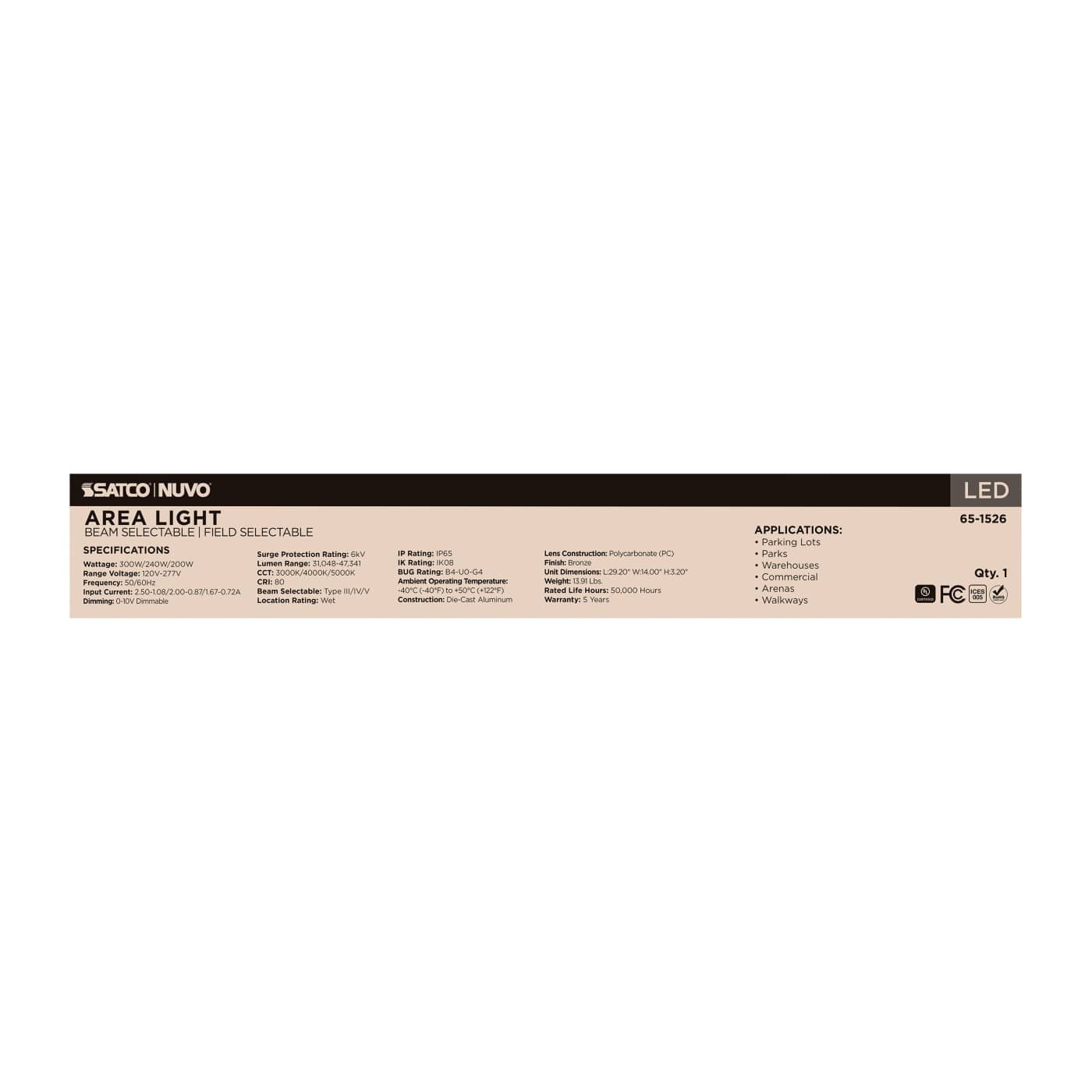 LED AREA LIGHT BRONZE 120-277V - 65-1526