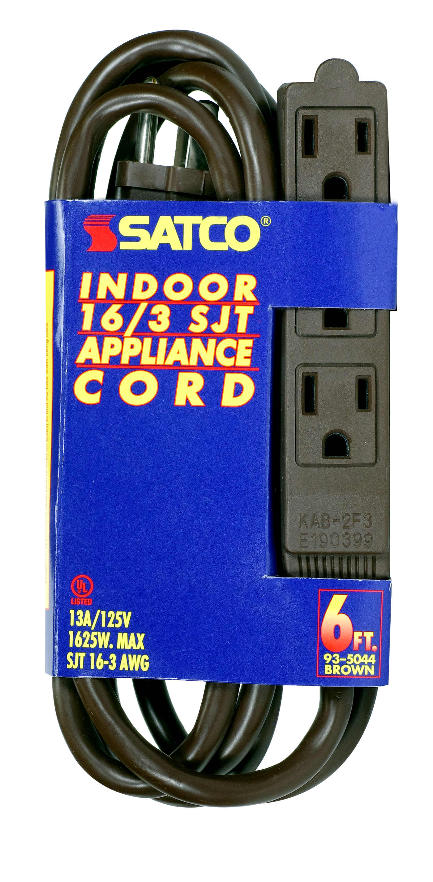 6 FT 16/3 SJT BRN 3 WIRE GRD - 93-5044