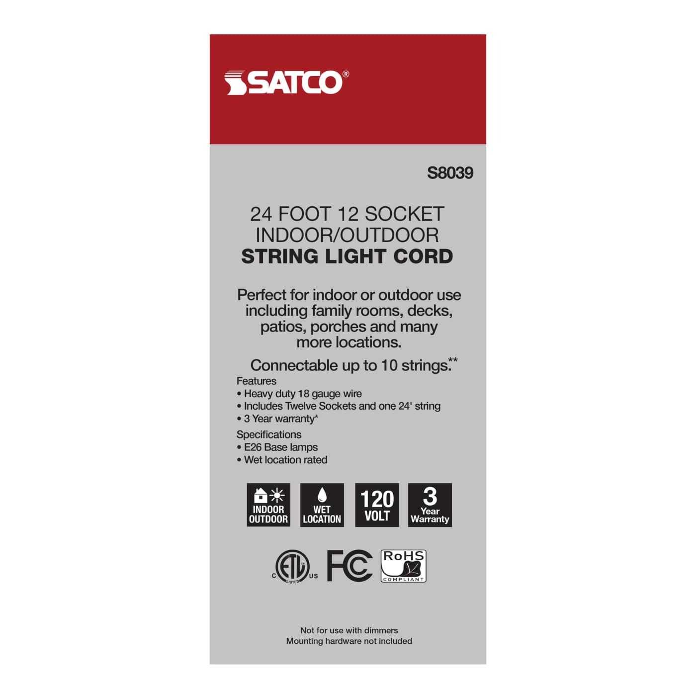24FT/SL/E26/BL/120V - S8039