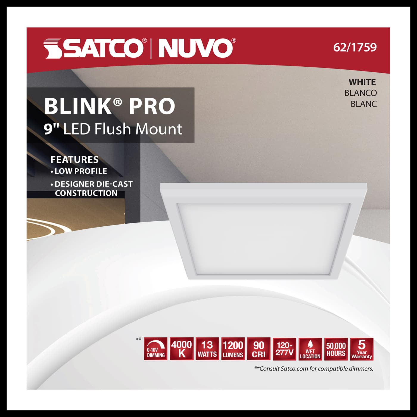 BLINK 9" SQUARE 13W 0-10V - 62-1759