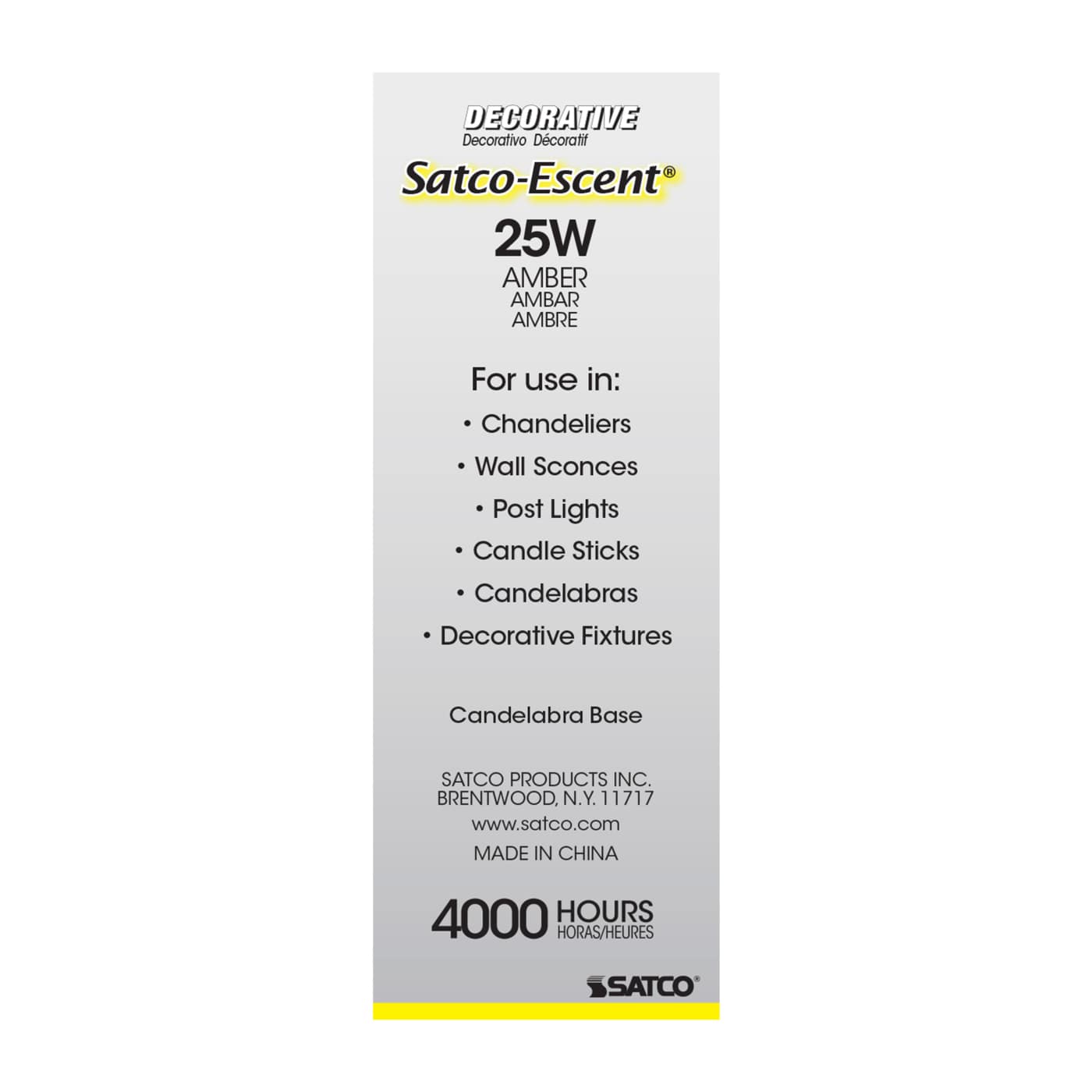 SATCOESCENT 25W C11 CB AMBER - S3406