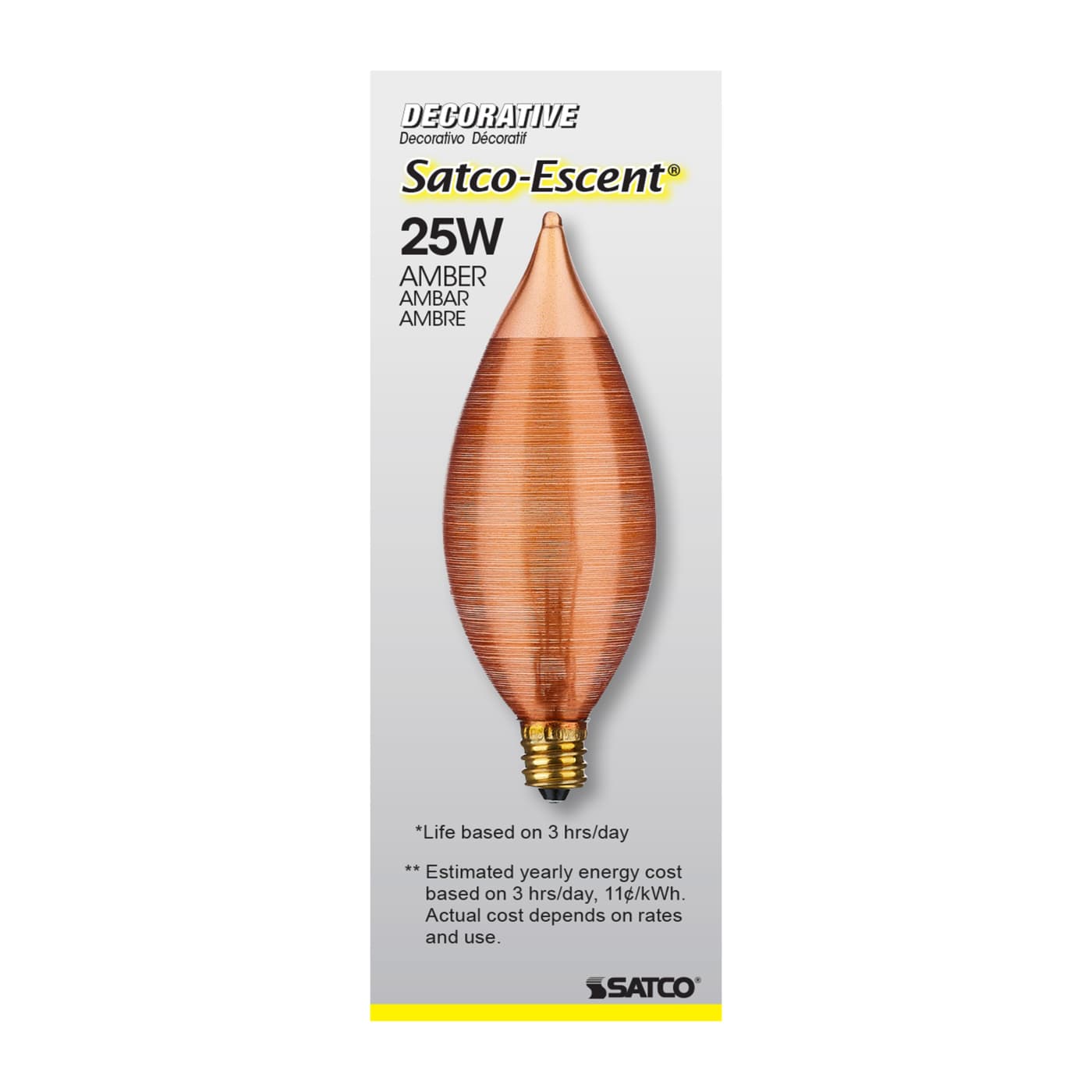 SATCOESCENT 25W C11 CB AMBER - S3406