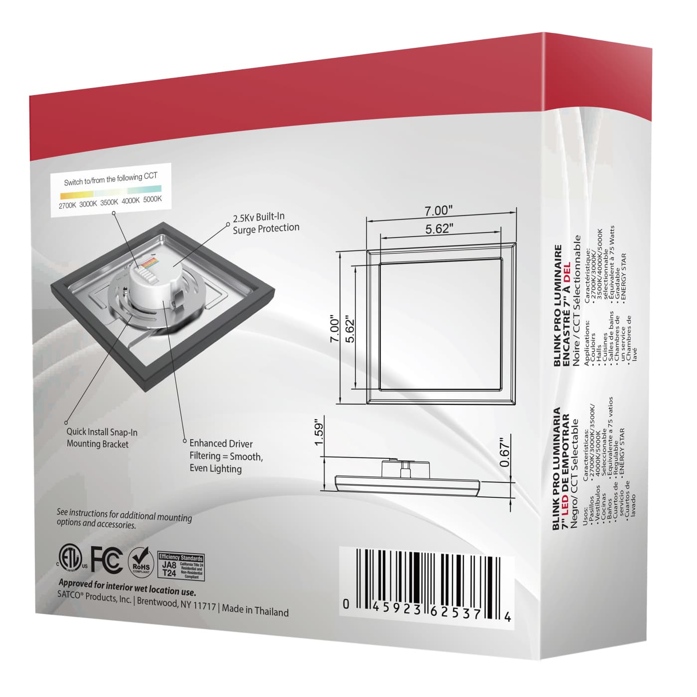 BLINK 11W LED 7" SQ BLACK - 62-1715