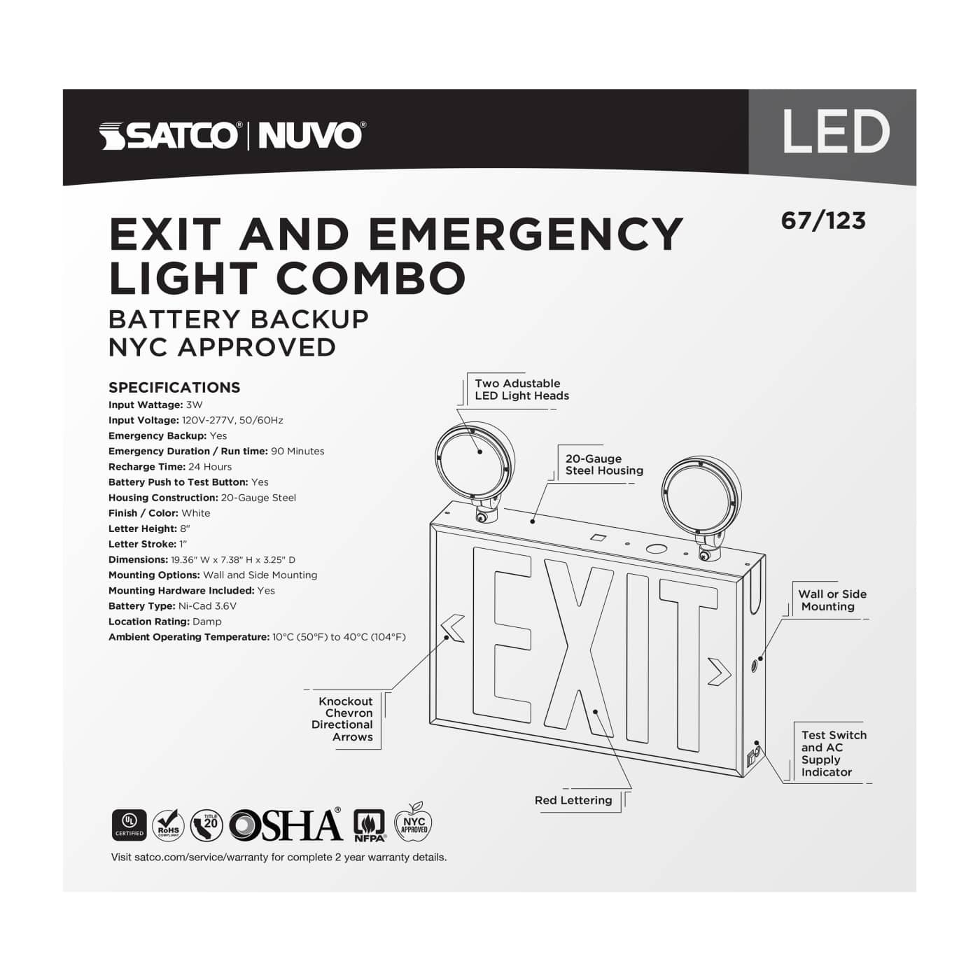 EXIT/LIGHT DH - RED - NYC - 67-123