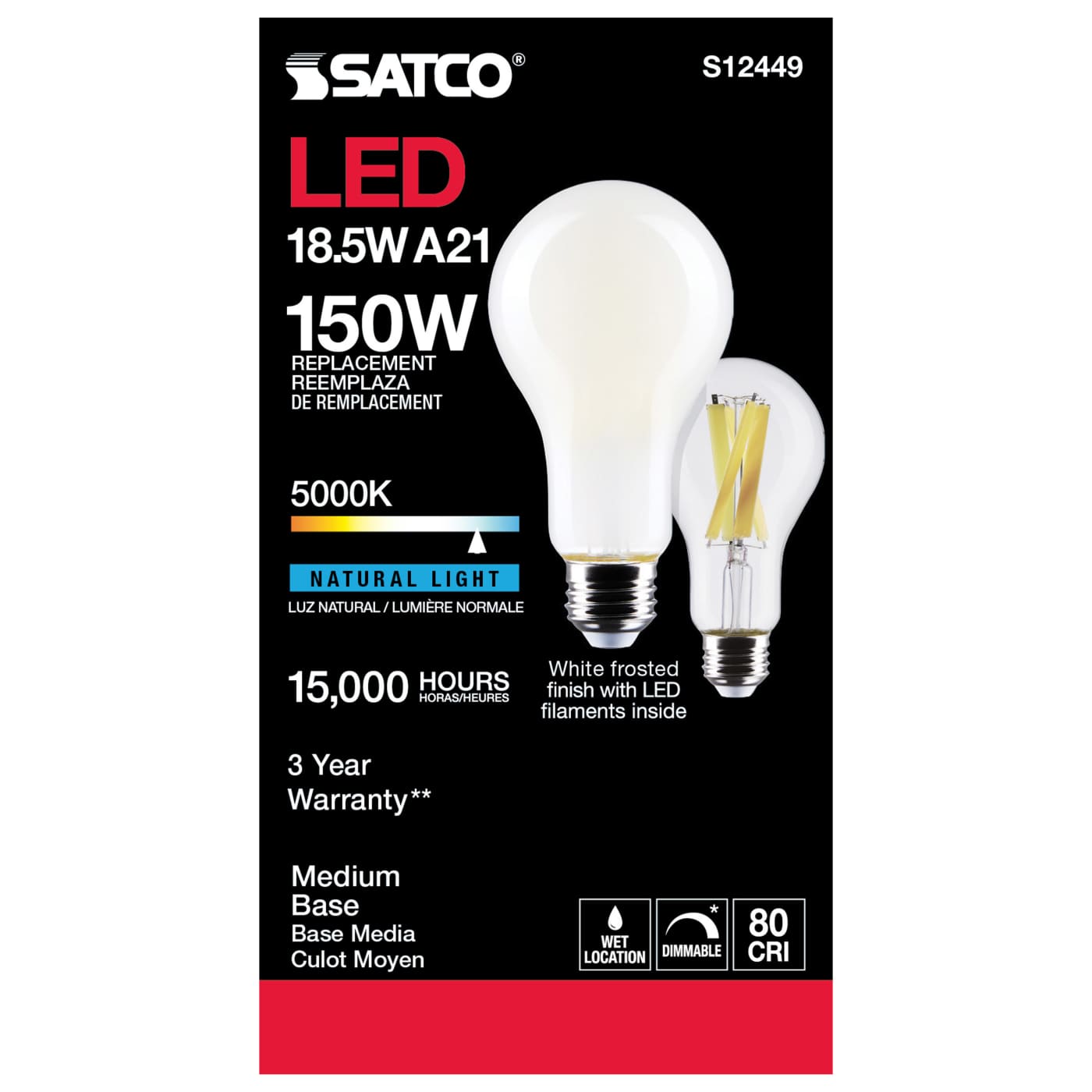 18.5A21/FR/LED/E26/850/120V - S12449