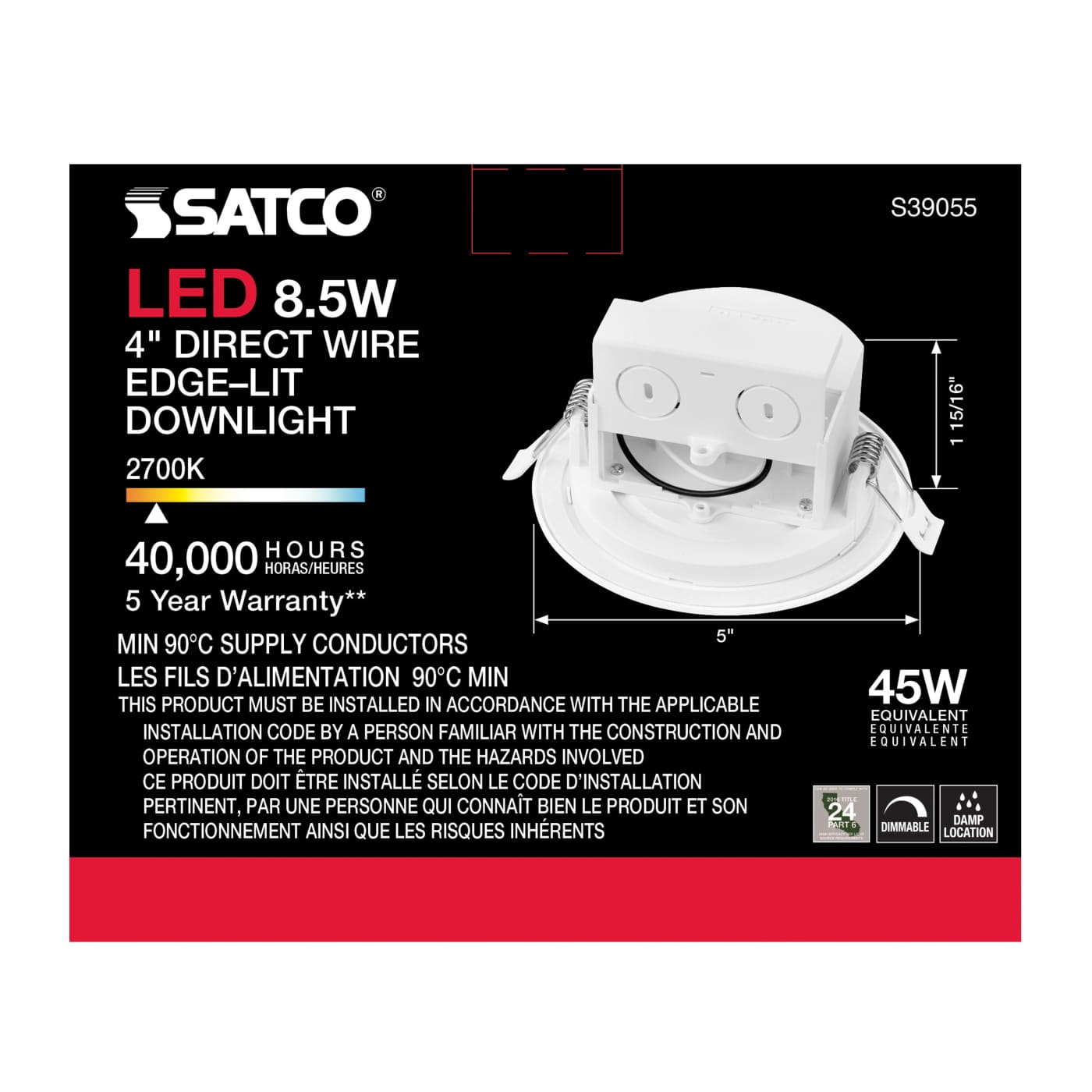 8.5WLED/DW/EL/4/27K/120V - S39055
