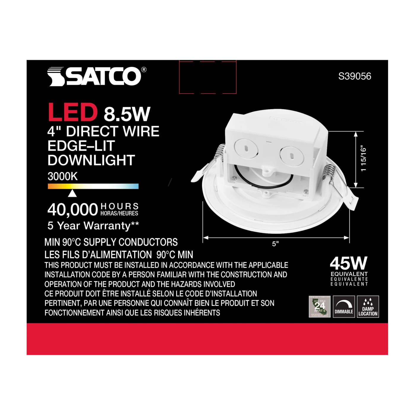 8.5WLED/DW/EL/4/30K/120V - S39056