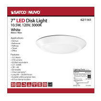 7" LED DISK LIGHT WHITE FINISH - 62-1161