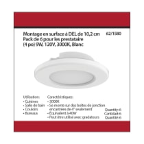 6PK-4"SURFACE MOUNT - WHITE - 62-1580