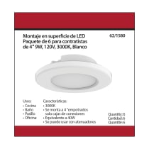 6PK-4"SURFACE MOUNT - WHITE - 62-1580