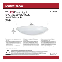 7" LED DISK LIGHT WHITE FINISH - 62-1664
