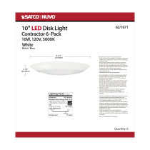 10" LED DISK LIGHT WHITE FIN - 62-1671