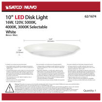 10" LED DISK LIGHT WHITE FIN - 62-1674
