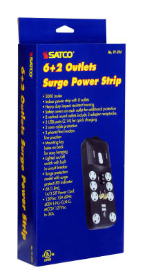 BLACK 8 OUTLET SURGE PROTECTOR - 91-234