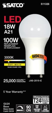 18A21/LED/930/120V/D/GU24 - S11328