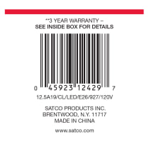 12.5A19/CL/LED/E26/927/120V - S12429