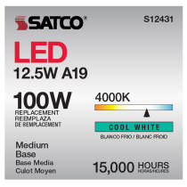 12.5A19/CL/LED/E26/940/120V - S12431
