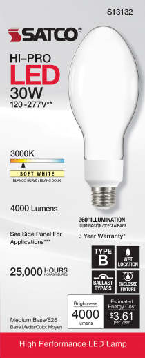 30W/LED/HID/ED23/830/E26 - S13132