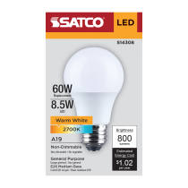 8.5A19L/827/E26/P/ND/1PK - S14308