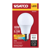 8.5A19L/830/E26/P/ND/1PK - S14312