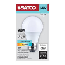 8.5A19L/840/E26/P/ND/1PK - S14315