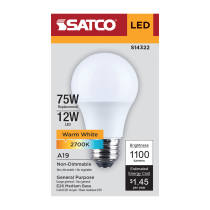 12A19L/827/E26/P/ND/1PK - S14322
