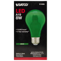 8A19/GREEN/LED/E26/120V - S14986