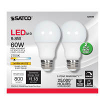 9.8A19/LED/2700K/800L/2PK - S29699