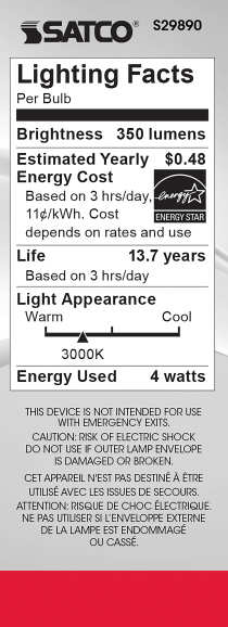 4W CTC/LED/30K/CL/120V - S29890