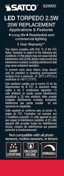 2.5W CTC/LED/27K/CL/120V - S29920