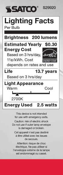 2.5W CTC/LED/27K/CL/120V - S29920