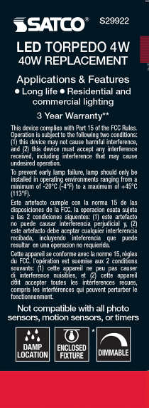 4W CTC/LED/27K/CL/120V - S29922