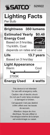 4W CTC/LED/27K/CL/120V - S29922