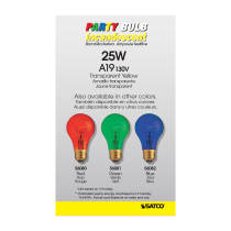 25W A19 TRANS. YELLOW 130V - S6083