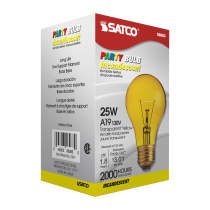 25W A19 TRANS. YELLOW 130V - S6083