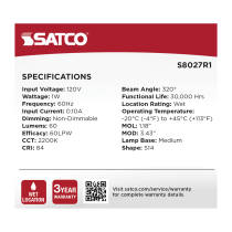 1W/LED/S14/CL/22K/120V/ND/4PK - S8027R1